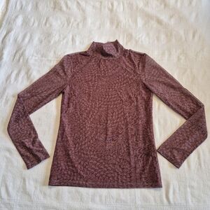 Anthrpologie women's XS sheer front lined long sleeve top redish brown EUC